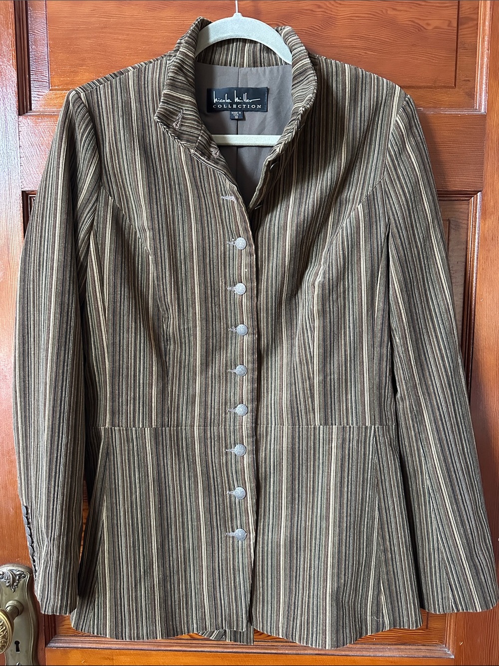 Vintage 90s Nicole Miller Collection Corduroy Striped Button-Front Jacket